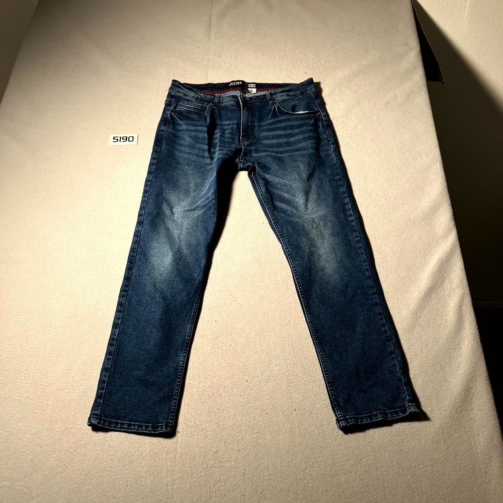 Cultura Skinny Jeans Mens 34x30 Blue Denim Cotton Whiskers Dark Wash Streetwear